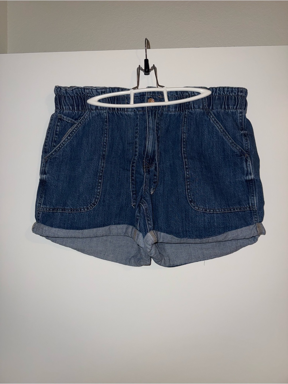 Maurices Dark Blue Rolled-Hem Denim Shorts